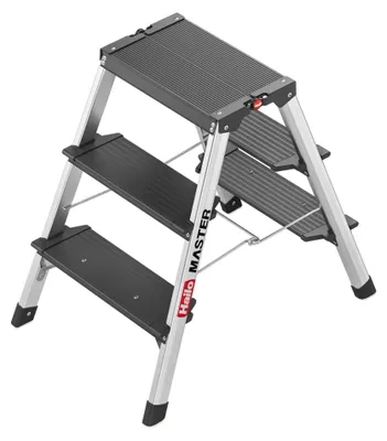 Productafbeelding van Hailo aluminium instapladder Master D70, 2 stuks met elk 3 treden