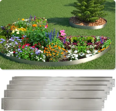 Produktbild von Rasenkante 5m 10m 15m 20m 30m 40m 50m 100x14cm oder 100x18cm verzinkt Beeteinfassung Beetumrandung Mähkante Metall Palisade (Länge 30m - Höhe 14cm)