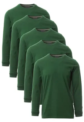Produktbild von Mivaro Herren 5er Pack Langarmshirts Grün - 100% Baumwolle Longsleeves mit Rundhals, leicht anliegend, feinmaschiges Gewebe mit 165g/m² Stoffgewicht, Größen S bis 5XL