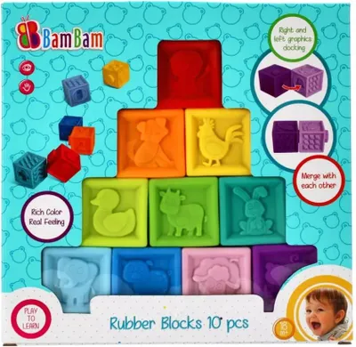 Produktbild von Klocki gumowe edukacyjne 10 sztuk BAM BAM dla niemowląt