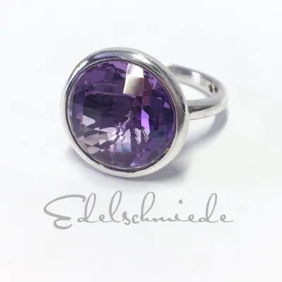 Produktbild von Edelschmiede925 edler Silberring rhod mit Amethyst facettiert Ringgröße 56