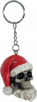 Produktbild von Totenschädel Weihnachtsmann Schlüsselanhänger 5,5cm