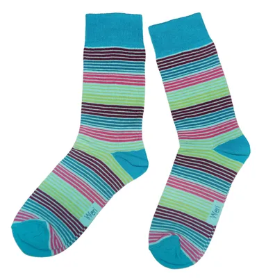 Produktbild von Herren Basic Socken aus Baumwolle Bunte Ringel Laguna Größe 43-46