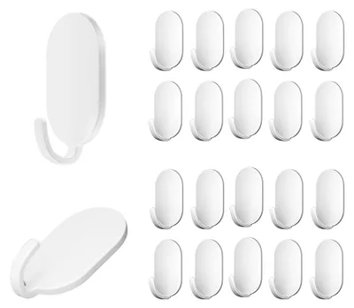 Zdjęcie produktu dla Samoprzylepne haczyki plastikowe - zestaw 20 sztuk - białe