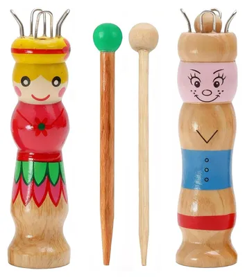 Produktbild von Strickset Kinder Strickrahmen Strickgabel - Holz-Stricknadeln - 2 Stück - Mit Strickgarn - Für Kinder und Erwachsene