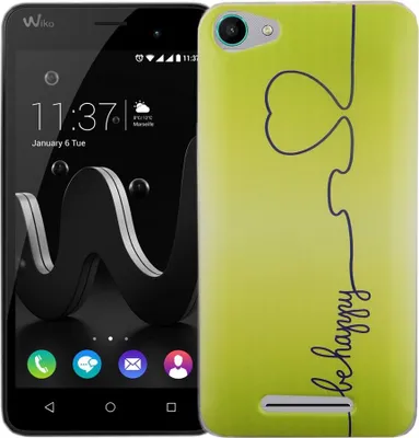 Produktbild von Handy Hülle für Wiko Jerry Cover Case Schutz Tasche Motiv Slim Silikon TPU Be Happy Grün