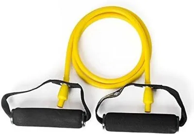 Immagine prodotto di Estensione per fascia elastica da fitness, gialla, con impugnatura in schiuma leggera