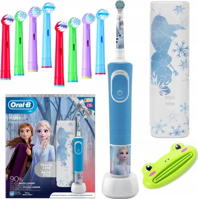 Produktbild von Oral-B | Elektrische Zahnbürste - 100 Kids Frozen - mit Reiseetui - sanfte Reinigung - 8 Ersatzköpfe