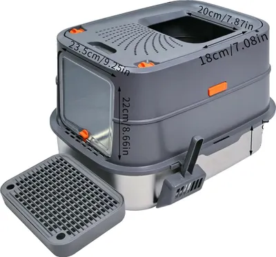 Imagen del producto de Caja para arena de gato, diseño cerrado, fácil de limpiar, 58x42x42 cm