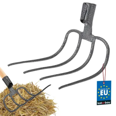 Produktbild von KOTARBAU® Dunghacke Forke 4 Zinken Heugabel Mistgabel Mistforke Gartengabel Gartenforke Dunggabel Spatengabel Gabel für Garten Drahtgabel für Garten und Landwirtschaft