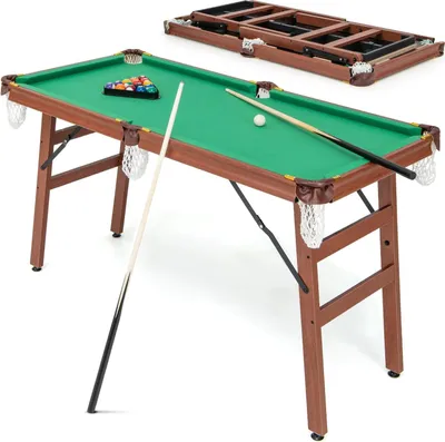 Immagine prodotto di Tavolo da biliardo/pool - Pieghevole - Con 2 stecche - 16 bilie - 2 gessetti - Triangolo - Spazzola - Verde