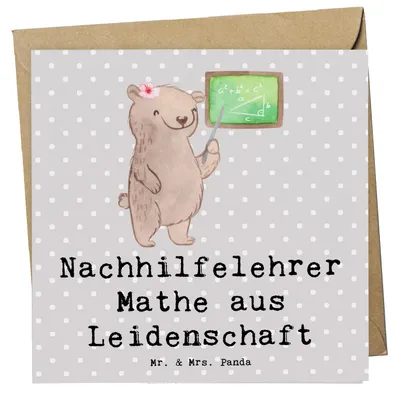 Produktbild von Mr. & Mrs. Panda Glückwunschkarte Nachhilfelehrer Mathe Leidenschaft - Grau Pastell - Geschenk, Nachhilfe, Spruch, Klappkarte, Witzig, anlasskarte, doppelkarte, Lustig