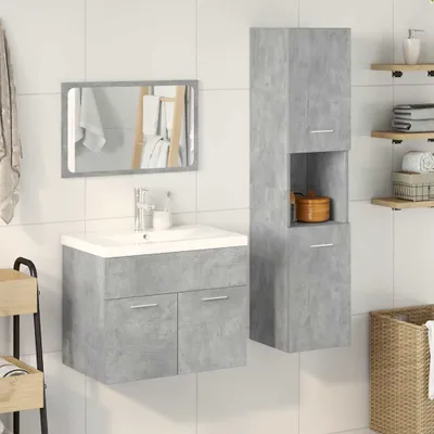 Immagine prodotto di Set Mobili da Bagno 4 pz Grigio Cemento in Legno Multistrato