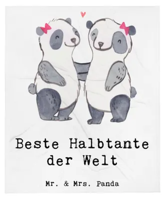 Produktbild von Mr. & Mrs. Panda Tagesdecke Panda Beste Halbtante der Welt - Weiß - Geschenk, Tante, Kleinigkeit, Bettüberwurf, Sofadecke, Familie, Decke, Geschenkidee, Stiefgeschwister