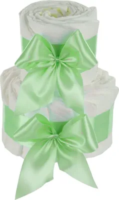 Produktbild von DIY Windeltorte zum selber gestalten | Geschenk zur Geburt für Junge Mädchen neutral (2-stöckig, grün)