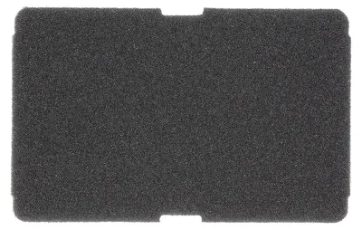 A black foam filter for a heat exchanger.