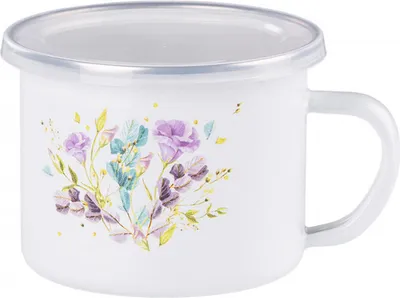 Produktbild von Milchbecher Milchtopf Emaille Becher mit Deckel Trinkbecher 0,5L Emaillebecher Tasse 10 cm Camping Kaffeebecher Teebecher 500ml