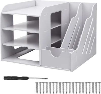 Produktbild von Büro Datei Organizer Regal - Weiß - A4 Papier Aufbewahrung & Büro Ordnung Bürobedarf Zubehör