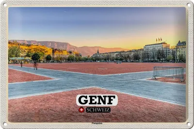 Produktbild von Blechschild Reise Genf Schweiz Plainpalais Platz 30x20cm
