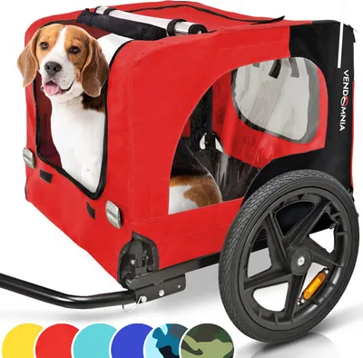 Produktbild von Hundeanhänger für Fahrrad Hunde Fahrradanhänger inkl. Fahne und Gurt klappbar Rot Sand Minzgrün Violettblau Militärblau Farbe: Rot
