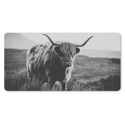 Produktbild von MuchoWow® Schreibtischunterlage Schottischer Hochlandbewohner - Natur - Kühe - Tiere - Schwarz und weiß 80x40 cm - XXL Mauspad - Gaming Mauspad
