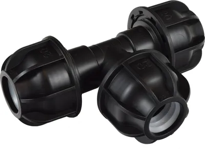 Produktbild von Agora-Tec®  PE Fitting T-Stück 20 mm x 20 mm x 20 mm für PE-Rohr 20 mm SCHWARZ