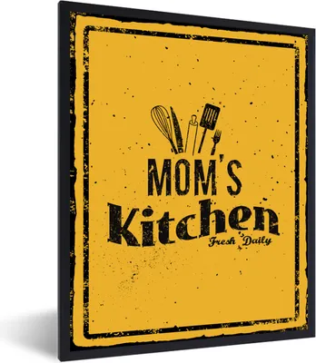 Produktbild von MuchoWow® Gerahmtes Poster Küche - Mama - Vintage 30x40 cm - Poster mit Schwarzem Bilderrahmen Wandposter Rahmen Foto Bilder - Wanddeko - Kunstdrucke