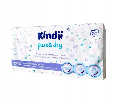 Zdjęcie produktu dla Kindii Pure & Soft suche chusteczki dla niemowląt opakowanie 50 szt