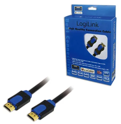 Produktbild von LogiLink CHB1110, 10 m, HDMI Typ A (Standard), HDMI Typ A (Standard), 10,2 Gbit/s, Schwarz, Blau