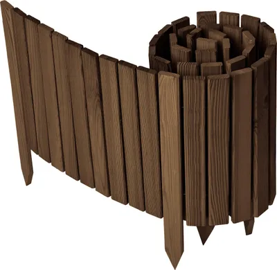 Produktbild von Garronda Beeteinfassung Holz Rollzaun Gartenzaun imprägniert Flexibler Rollborder Rasenkante  Länge: 200 cm (Dunkelbraun, Höhe: 40 cm)
