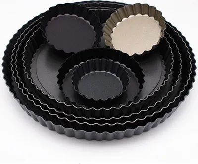 Produktbild von 12cm Klein Tarteform mit Hebeboden Mini Tartelette Förmchen Gute Antihaftbeschichtung Tarte Backform Set von 4-Black