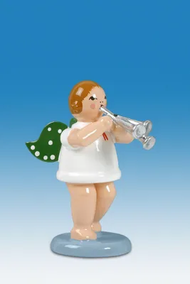 Produktbild von Holzfigur Engel mit Martinstrompete ohne Krone Höhe 6cm NEU