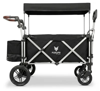 Produktbild von FUXLIFE by FUXTEC Bollerwagen FX-CTL900 Schwarz - Premium faltbar  Kinder Transportwagen mit Sonnendach  5-Punkt-Gurte  klappbarer Handwagen mit Kühltasche Schwarz