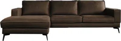 Produktbild von KAWOLA Sofa BLOOM Ecksofa Leder dunkelbraun Recamiere links