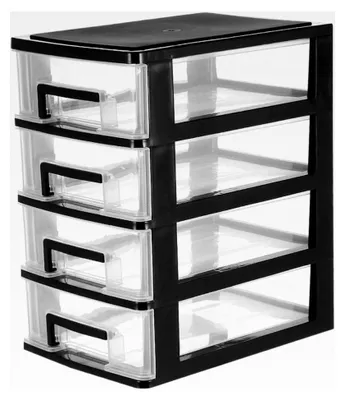 Produktbild von Aufbewahrungsschrank mit 4 Schubladen aus Kunststoff, Schubladenorganizer, Aufbewahrungsbox, Multifunktionsregal