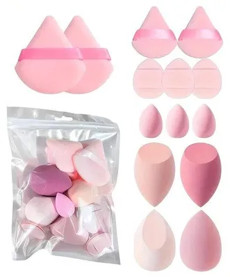 Image de Kits de cosmétiques comprenant 14 éponges et pinceaux de maquillage