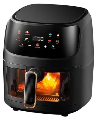 Image de Friteuse à air chaud - 2400 W - 5 litres - Cuisson sans huile - Écran LED - 8 programmes - Noir