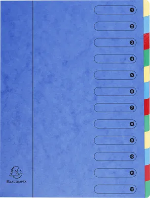Produktbild von Exacompta 6x Dehnbare Ordnungsmappe Harmonika-Rücken 12 Fächer A4 Blau 5112E