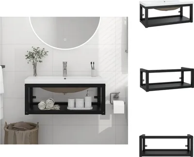 Produktbild von vidaXL Badezimmer-Waschtischgestell mit Waschbecken Schwarz Eisen - Badezimmerwaschtische