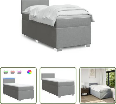 Produktbild von The Living Store Boxspringbett mit Matratze Hellgrau 100x200 cm Stoff