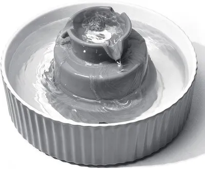 Image de Fontaine à eau en céramique pour chats, distributeur d'eau de 2,1 litres pour chats, distributeur silencieux, pompe à eau avec filtre au charbon actif et coton, distributeur d'eau pour plusieurs animaux, gris