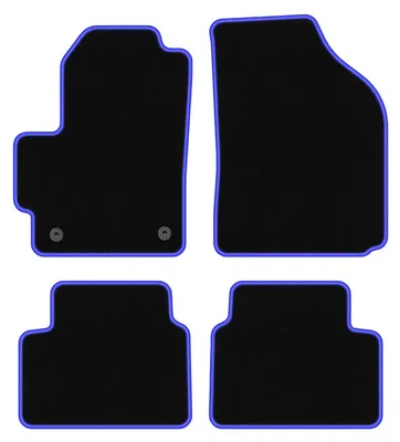 Produktbild von Fußmatten Automatten Velours Schwarz/Blau für Daewoo Matiz 1997-2007 Set 4-tlg