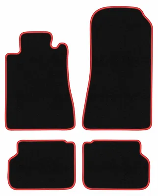 Image de Tapis de sol en moquette pour Mercedes CL W140 1991-1998 (coupé) – jeu 4 pièces, noir/rouge, sur mesure – Wielganizator CARLUX
