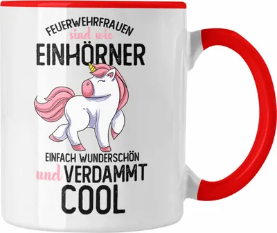 Produktbild von Trendation - Feuerwehrfrau Tasse Geschenk Lustiger Spruch Frauen Feuerwehr Geschenkidee Geburtstag (Rot)