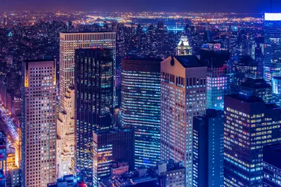 Produktbild von Muralo Fototapete Stadt NY 368 (B) x 254 (H) cm Vlies Tapete Wandtapete New York Nacht Wolkenkratzer Wohnzimmer Schlafzimmer moderne Wandbild Architektur Wand Dekoration