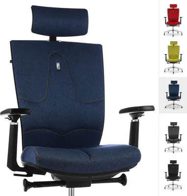 Produktbild von KULIK SYSTEM Ergonomischer Bürostuhl SPACE – Bequemer und verstellbarer Stuhl mit Rückenlehne und Lordosenstütze, azur jeans