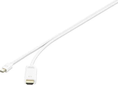 Produktbild von Renkforce Mini-DisplayPort / HDMI Adapterkabel Mini DisplayPort Stecker, HDMI-A Stecker 1.00 m Weiß RF-3697528 vergolde