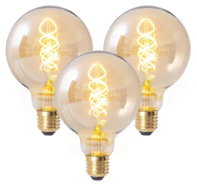 Produktbild von 3er-Set LED Leuchtmittel "DILLY" E27 H: 13,5cm warmweiß - E27, 4 Watt, 200 Lumen, 2020 Kelvin, aus Metall und Glas, amber – dimmbar