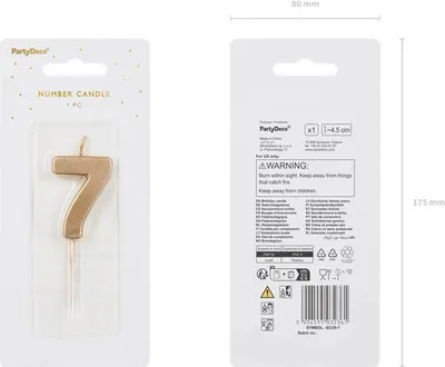 Image de Chiffre 7 Bougie d'anniversaire, or, 5,5cm