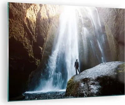 Produktbild von Bilder auf glas - Berg Wasserfall - 70x50cm - Glasbilder - Wandbilder - Kunstdruck - zum Aufhängen bereit - Wanddekoration aus Glas - Glas Bilder - Wandbild auf Glas - Einteilig - GAA70x50-4093